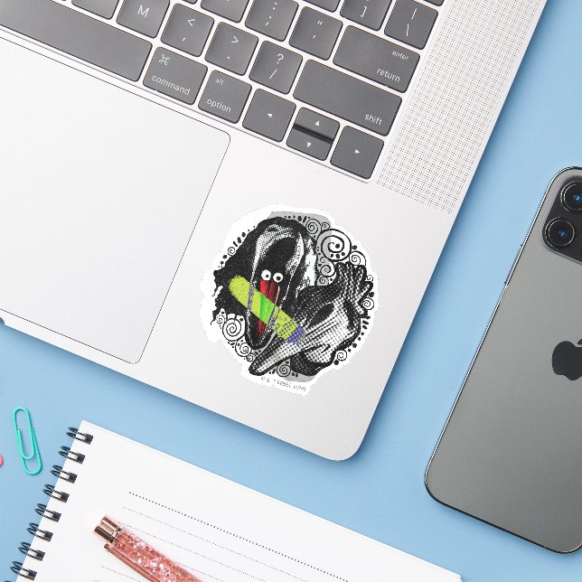 Sticker Beetlejus | Adam & Barbara Scary (Ordinateur portable avec iPhone)