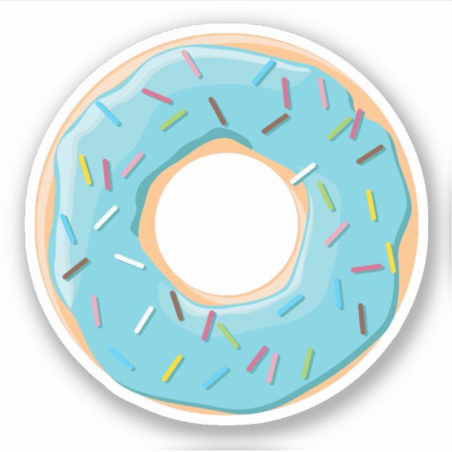 Sticker beignets bleu pastel avec des arrosées de bonbons (Devant)