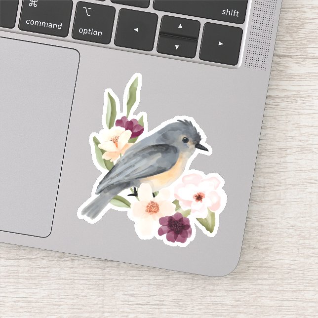 Sticker Belle Bohème Style Aquarelle Oiseau & Branche (Détail)