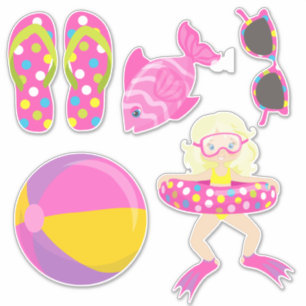 Sticker Belle Fête de piscine pour filles deux