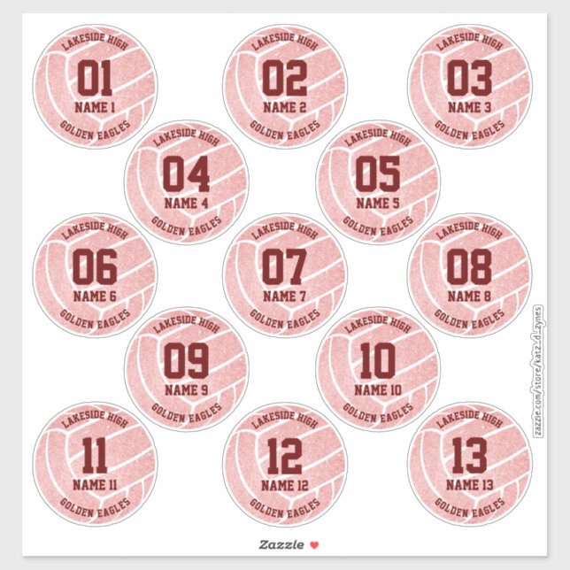 Sticker belle fête de volley-ball rose (Feuille)