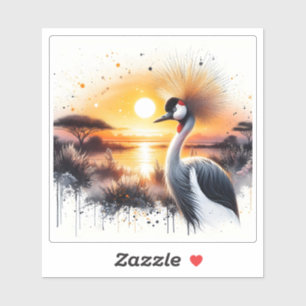 Sticker Belle grue au coucher du soleil dans le paysage af