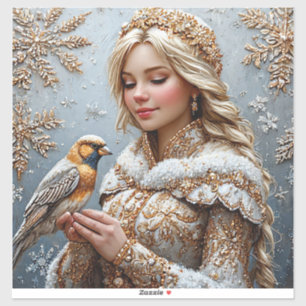 Sticker Belle jeune fille de neige