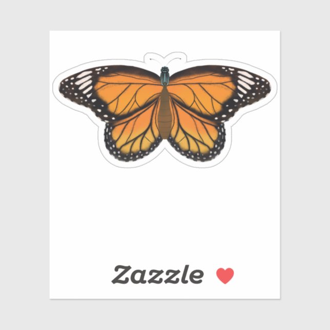 Sticker Belle peinture à papillon orange (Feuille)