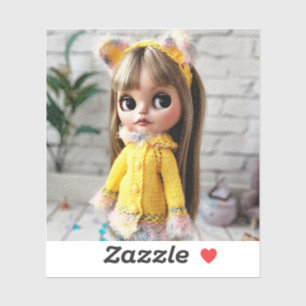 Sticker Belle poupée Blythe grands yeux mode fun stylisé