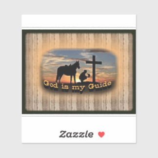 Sticker Belle prière Cowboy et Croix