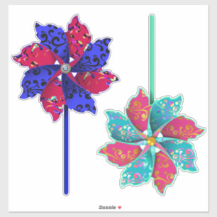 Sticker Belles Pinwheel Bleu et Aqua