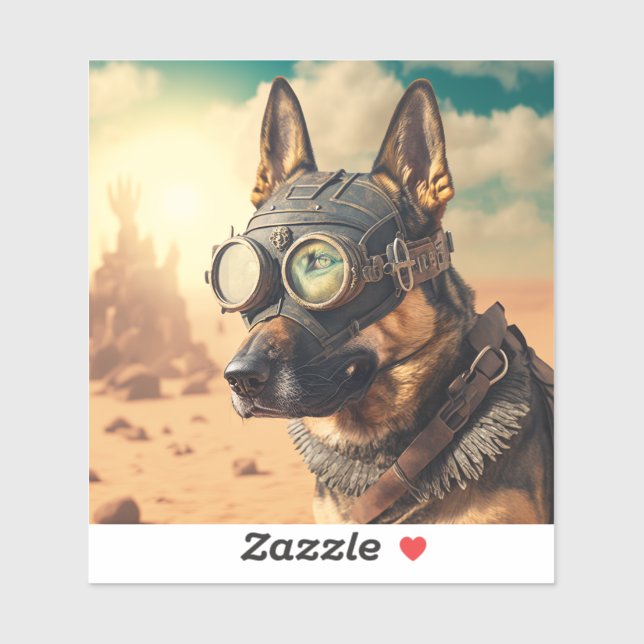 Sticker Berger Allemand De Steampunk Aux Lunettes (Feuille)