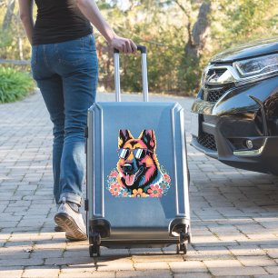 Sticker Berger allemand néon avec lunettes de soleil