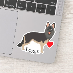 Sticker Berger Allemand Nom personnalisé Cute Dark