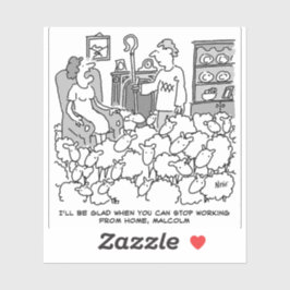 Sticker Berger Travaille de chez lui avec son mouton