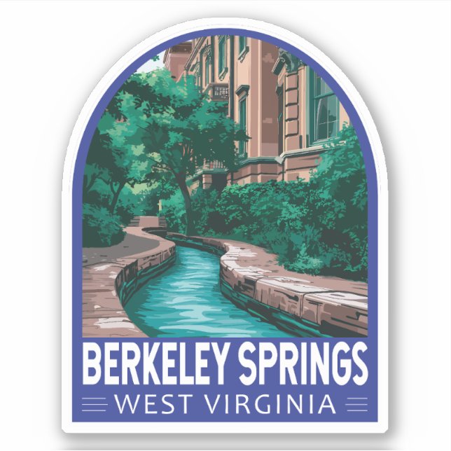 Sticker Berkeley Springs West Virginia Illustration Voyage (Devant)
