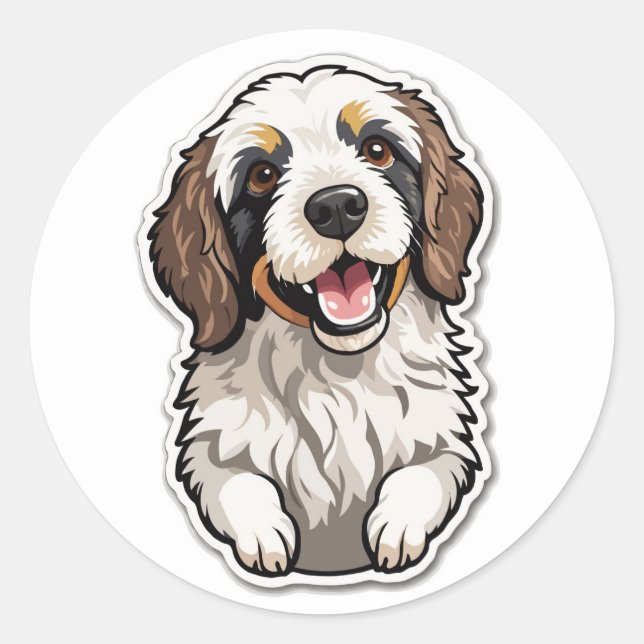 Sticker Bernedoodle joyeux : Chien de race mixte (Devant)