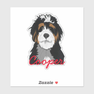 Sticker Bernedoodle Nom personnalisé