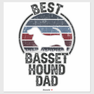 Sticker Best Dog Père Papa - Vintage Basset Hound