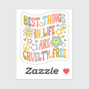 Sticker Best Things in Life sont Cruelty Free, Retro Vegan