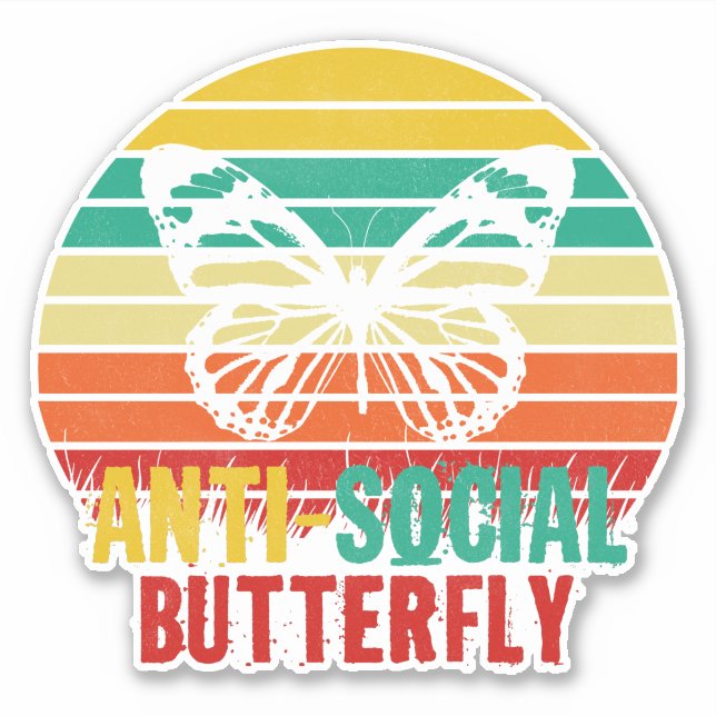 Sticker Beurre anti-social - Rayures rétro (Devant)