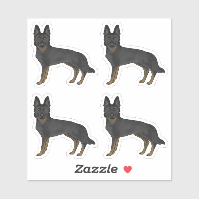 Sticker Bi-Noir berger allemand mignon dessin de dessin Ch (Feuille)