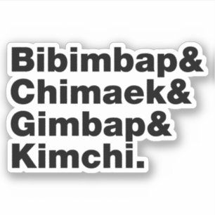 Sticker Bibimbap & Chimaek & Gimbap & Kimchi. Aliments cor