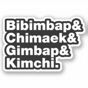 Sticker Bibimbap & Chimaek & Gimbap & Kimchi. Aliments cor