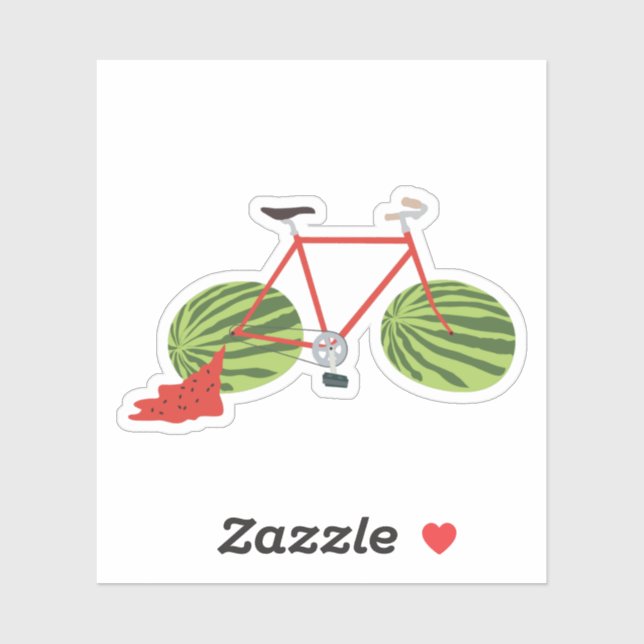 Sticker Bicyclette amusante avec Roues de pastèque (Feuille)