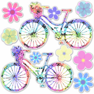 Sticker Bicyclettes et fleurs
