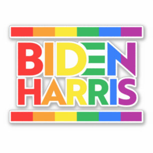 STICKER BIDEN HARRIS PRIDE RAINBOW