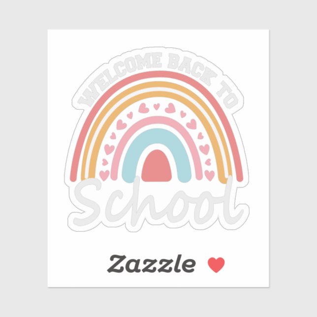 Sticker Bienvenue de retour à l'école mignonne Rainbow Cad (Feuille)
