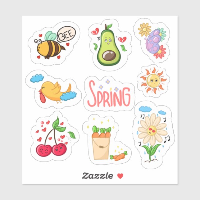 Sticker Bienvenue éléments de printemps ensemble 1 planner (Feuille)