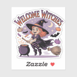 Sticker Bienvenue Sorcières - Jolie Sorcière d'Halloween