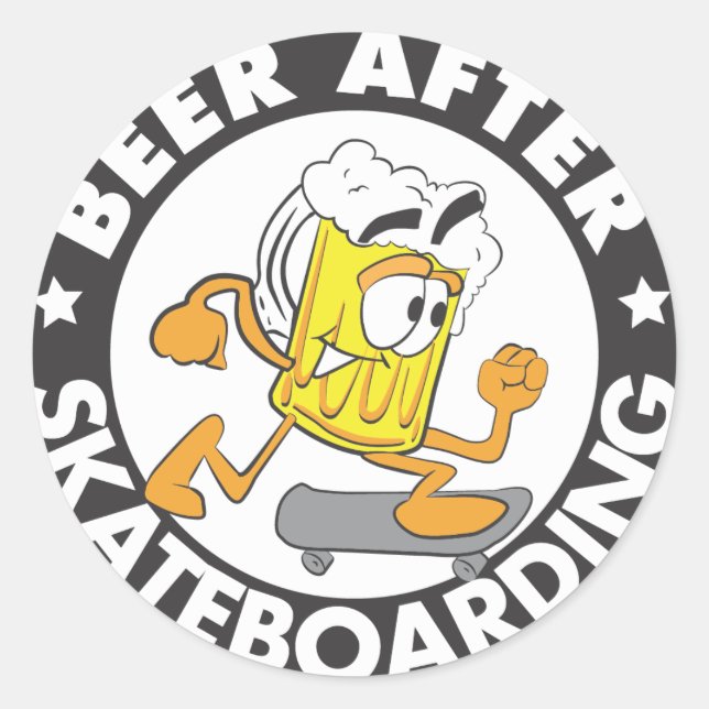 Sticker Bière Après Skateboard (Devant)