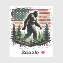Sticker Bigfoot - American Flag Patriot