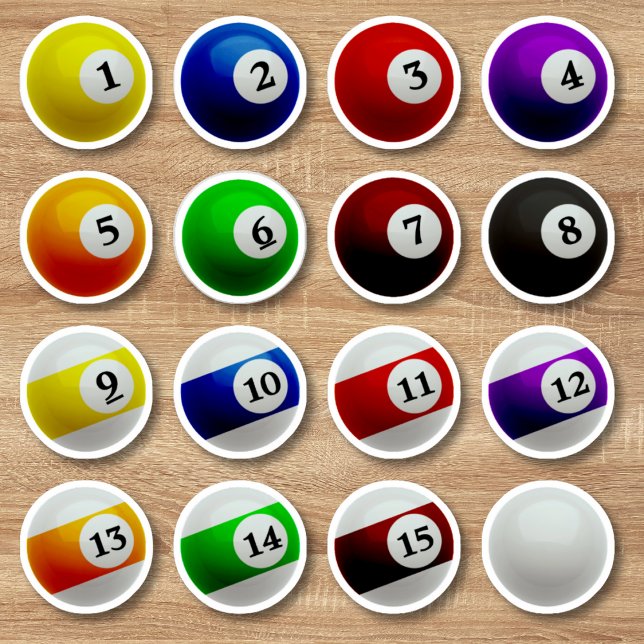 Sticker Billard de piscine Ballons ensemble complet (Pool Billiards Balls Full Set Sticker)