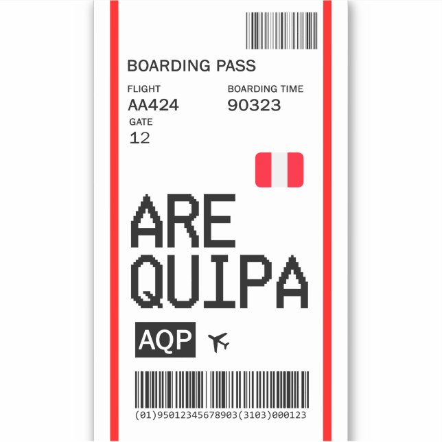 Sticker Billet Arequipa Pérou Boarding Pass Airline (Devant)