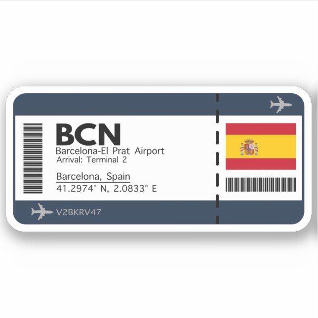 Sticker Billet d'entrée BCN Barcelona - Espagne (Devant)