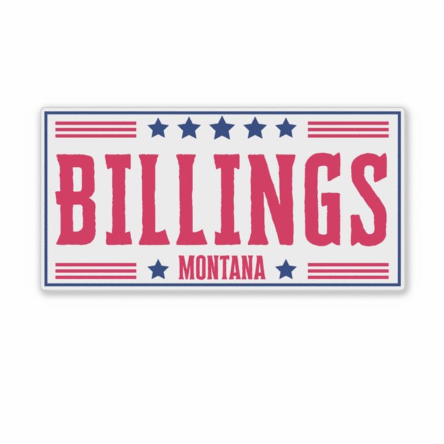 Sticker BILLINGS MONTANA Étoiles & rayures (Devant)