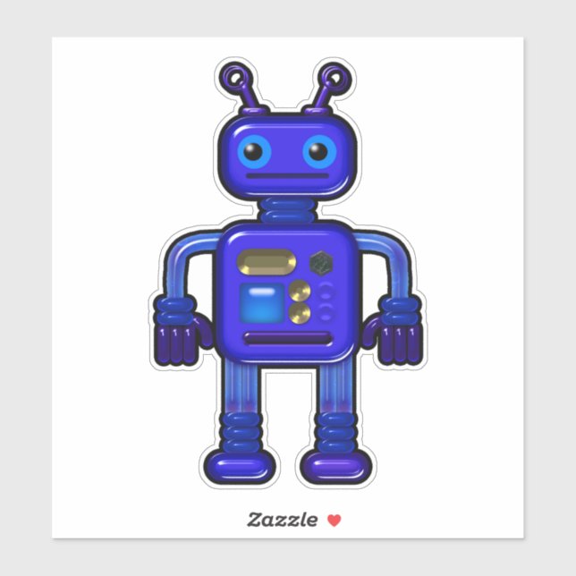 Sticker Billy le mignon robot bleu fantasque (Feuille)