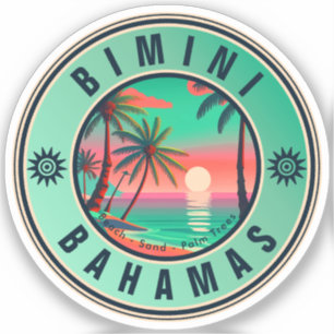 Sticker Bimini Bahamas Retro Sunset Travel Souvenir 1950