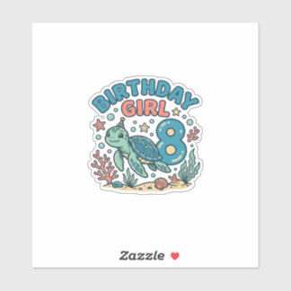 Sticker Birthday Girl Sea Turtle 8th Birthday Shirt Design
