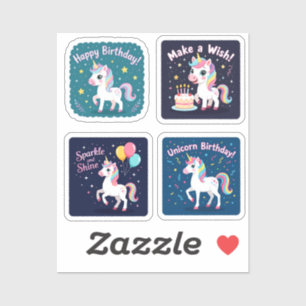 Sticker Birthday Unicorn Vector Collage – Cute Magical Uni