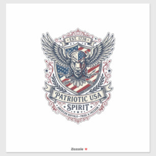 Sticker Bison Aigle Patriotique Crête Animal Hybride Patri