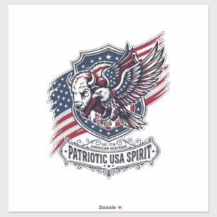 Sticker Bison Aigle Patriotique Crête Animal Hybride Patri