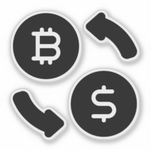 Sticker Bitcoin to US Dollars Icônes Noir et blanc