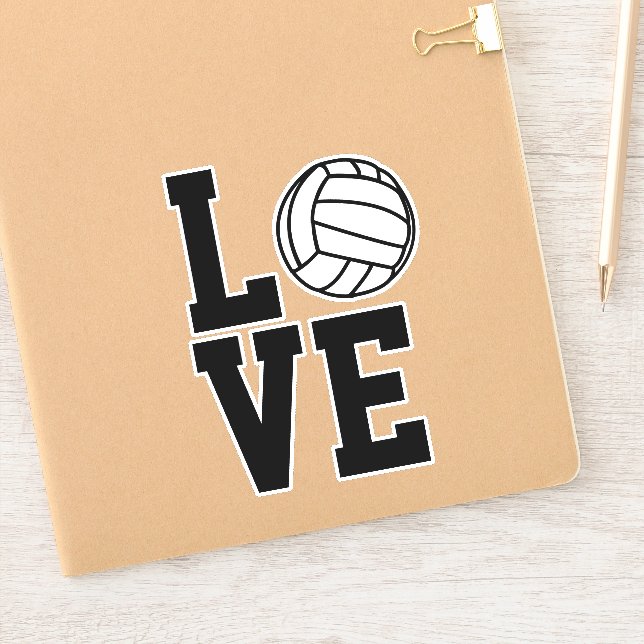 Sticker Black and White Love Volleyball Vinyl Decal (Carnet)