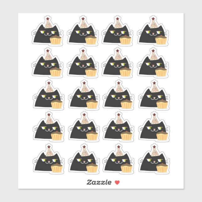 Sticker Black Cat Party (Feuille)