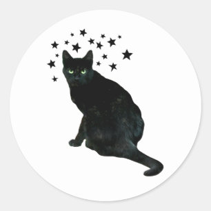 Sticker Black Cat Stars