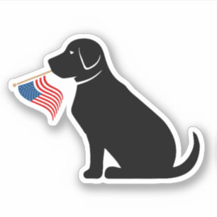 Sticker Black Lab Dog Silhouette American Flag USA