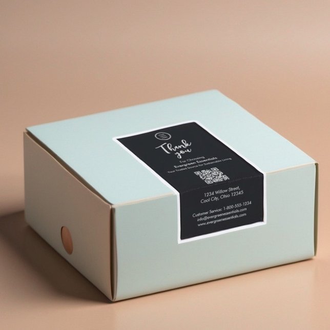 Sticker Black Minimal Logo d'entreprise Merci boîte Étique (Créateur téléchargé)