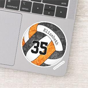 Sticker black orange filles volleyball w nom du joueur