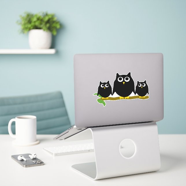 Sticker Black Owls Design (Ordinateur portable sur le bureau)